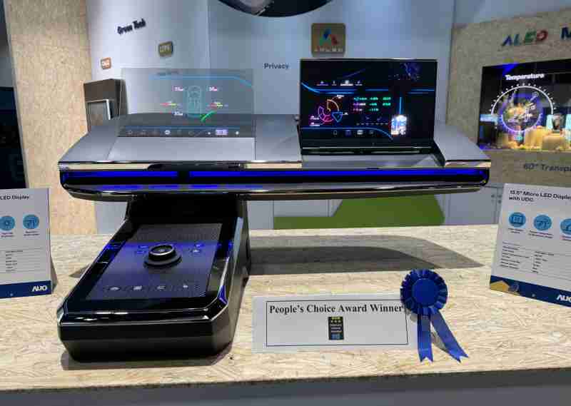 财神娱乐车用Micro LED Display HMI解决方案获”最佳车用显示奖”，，，以用户为中心开发，，，，针对前座驾驶与乘客设计兼具娱乐与安全的高画质屏幕，，，，包含车舱前座的Micro LED透明屏幕及全球首款内建镜头的智慧Micro LED显示器